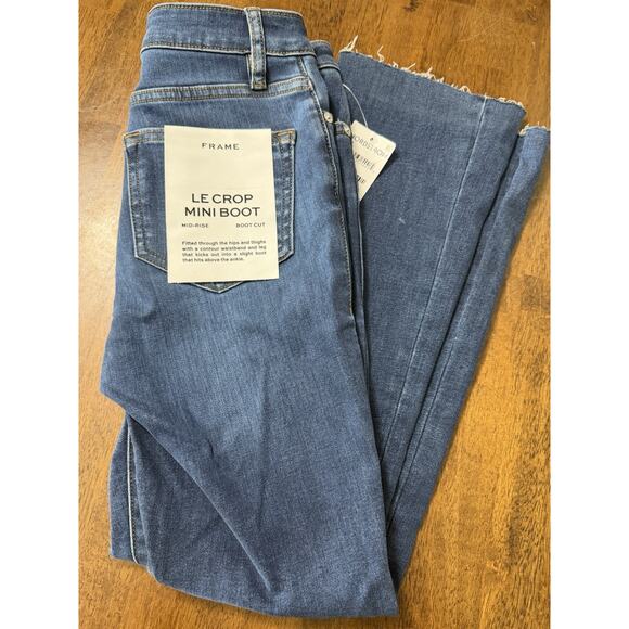 NEW Frame Denim Le Crop Mini Boot Jean Raw Hem Women's Size 24 X 25 - Picture 3 of 5